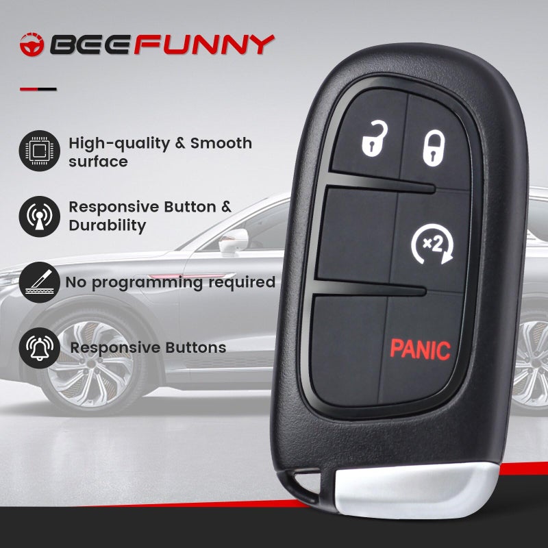 Beefunny Replacement Remote Start Smart Car Key Fob 433MHz 4A Chip for Jeep Cherokee 2014-2019 FCC ID: GQ4-54T (1) - Image 5